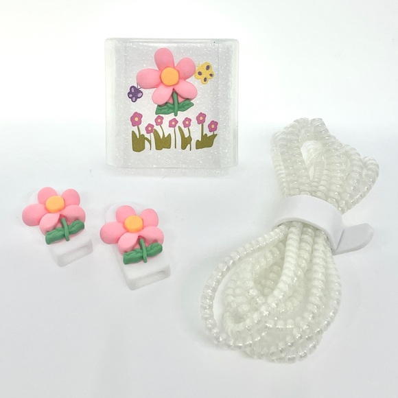 🎁 Cellphone Charger Head & Cable Protector For IPhone 14 Plus Butterfly/Flowers - Picture 3 of 8